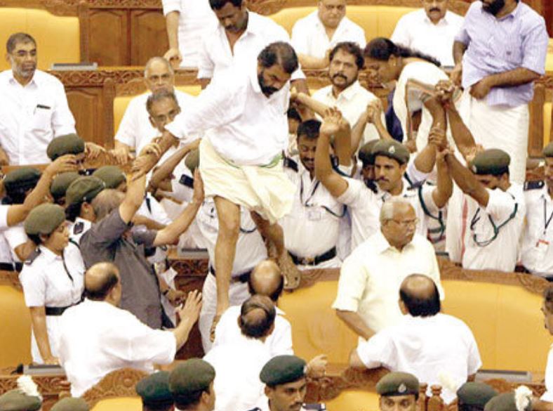ruckus that took place in Kerala Assembly during the budge