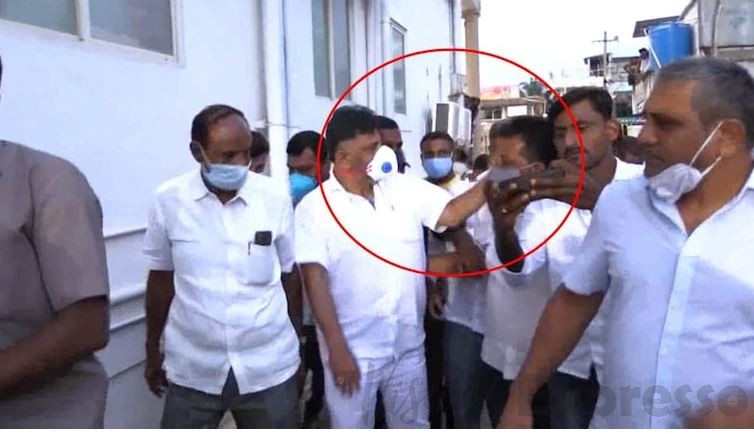 Karnataka CONgress President D K Shivakumar  SLAPS  his party worker