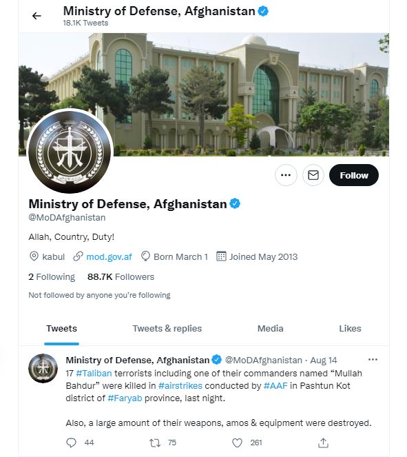 Last Messages of Ministry of Defense, Afghanistan