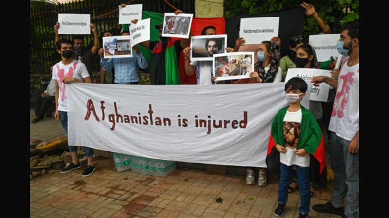 Afghan nationals in Delhi protest against Pakistan