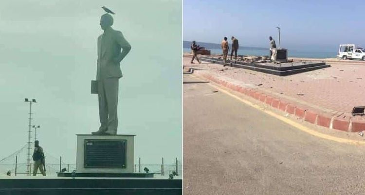 muhammadali jinnah's statue destroyed
