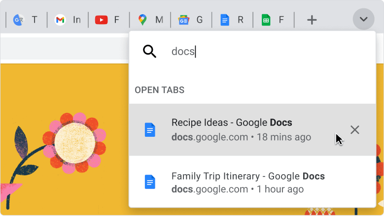 chrome tab-search feature in update Nov 2021