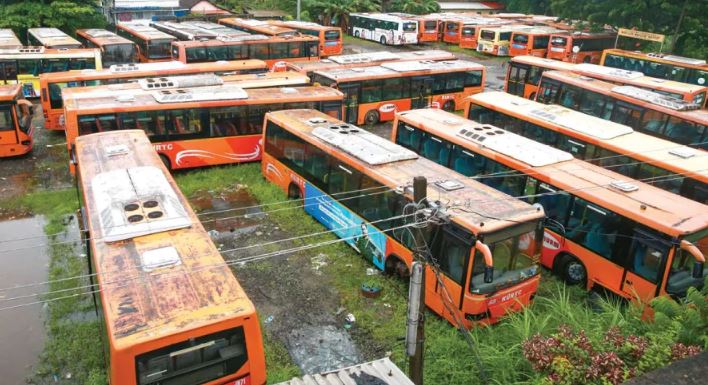 KSRTC low floor buses got damaged
