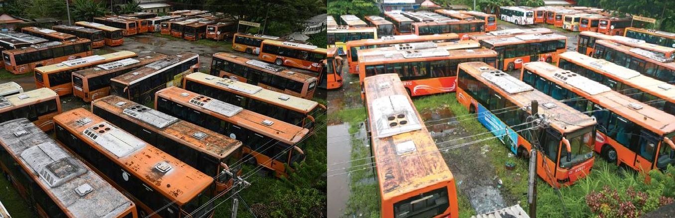 KSRTC low floor buses got damaged