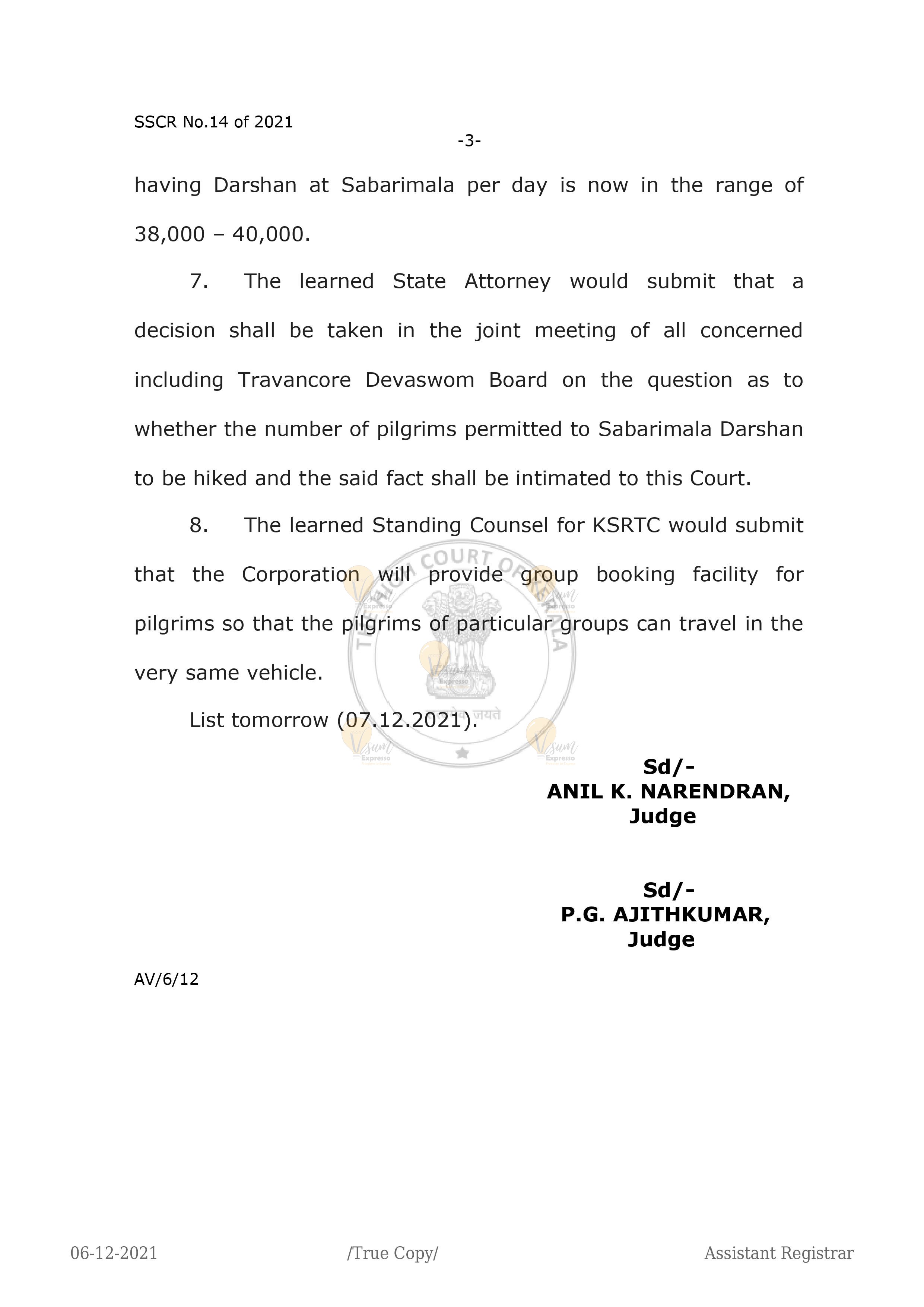 High Court Report regarding the chain service of KSRTC Buses Nilakkal and Pampa and The fair Collected - SUO MOTU Proceedings Initiated Page 5