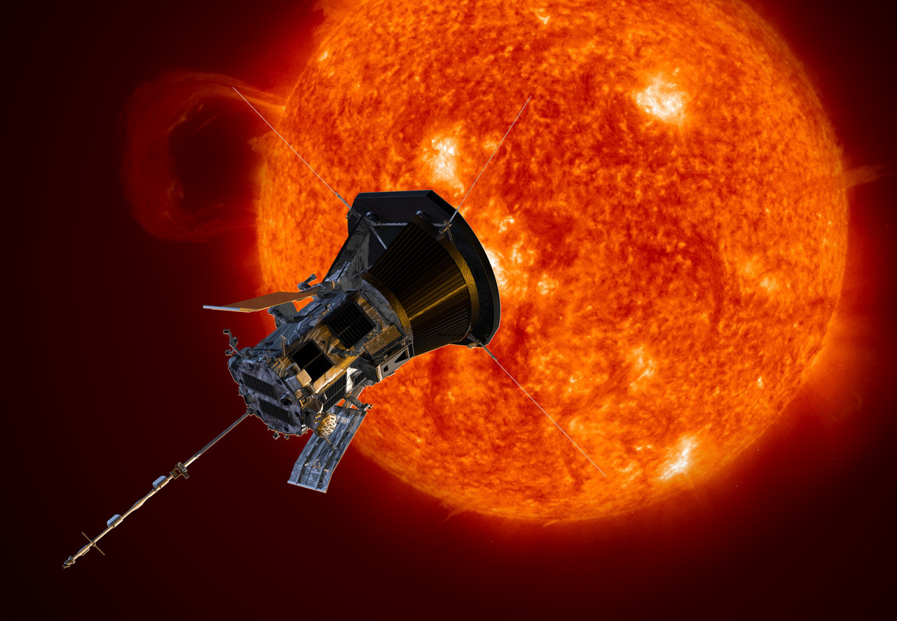 An artist's concept of NASA's Parker Solar Probe observing the Sun.