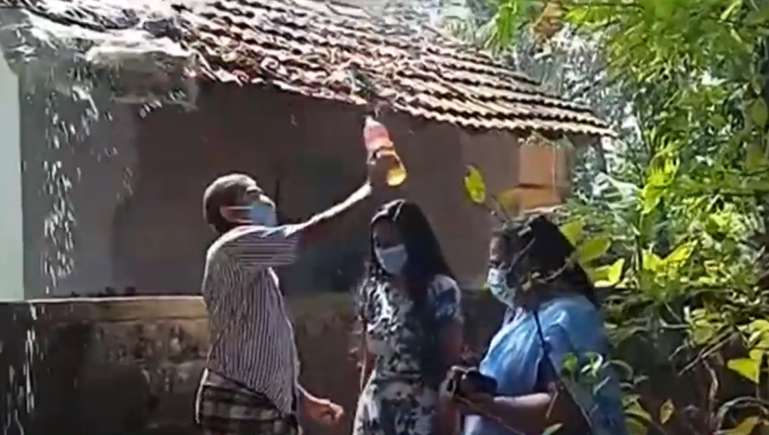 Jayakumar and family  showering petrol over body