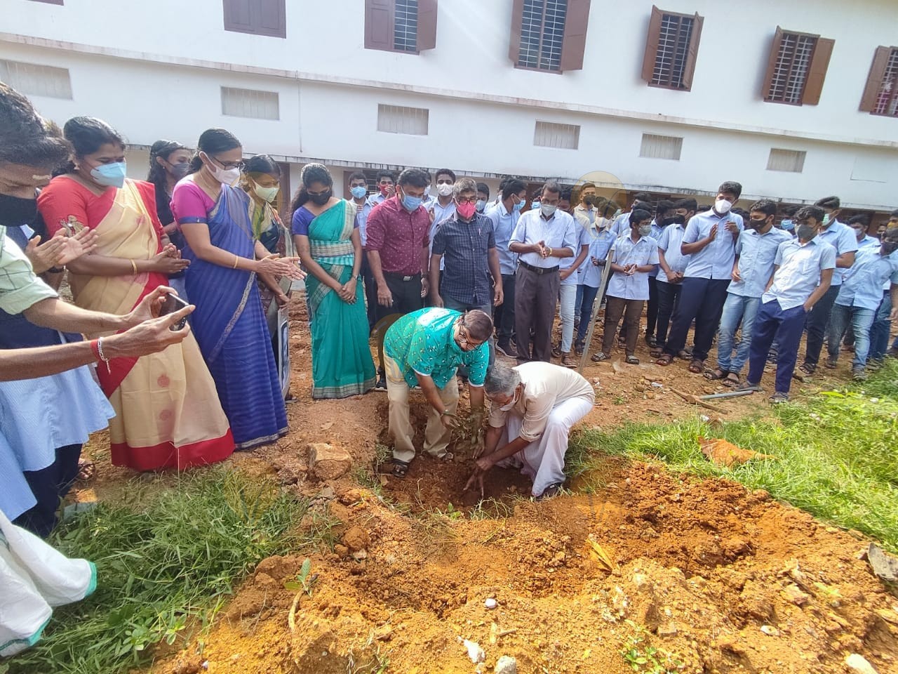 Ramamangalam High School Manager K S Ramachandran and Harish R Namboodiripad inaugurates Snehavriksham in memory of Poet Sugathakumari