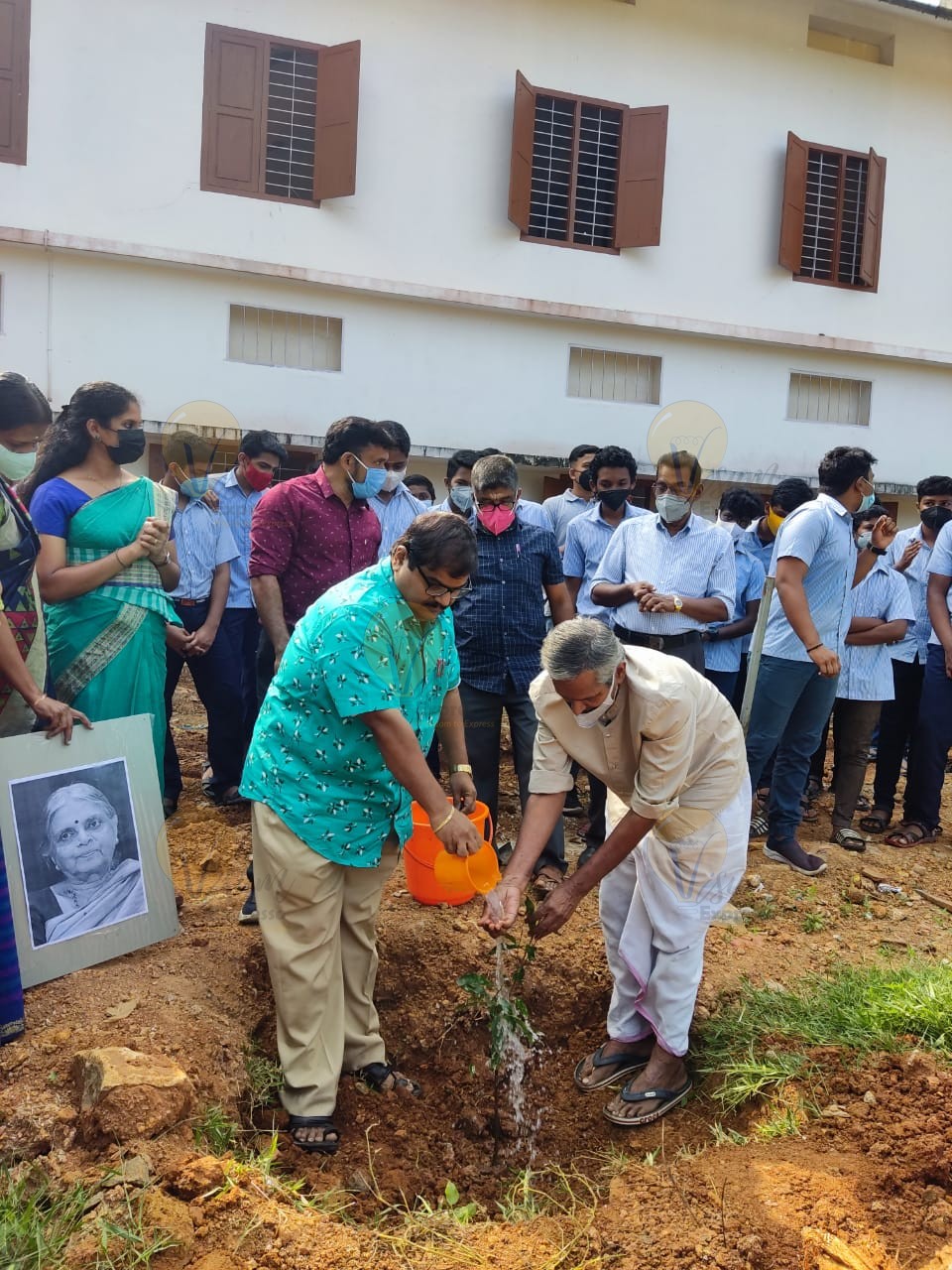 Ramamangalam High School Manager K S Ramachandran and Harish R Namboodiripad inaugurates Snehavriksham in memory of Poet Sugathakumari