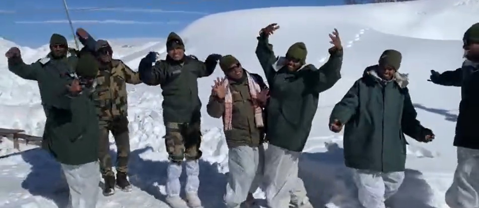 BSF troops dance and celebrate Bihu at freezing temperature in Kashmir