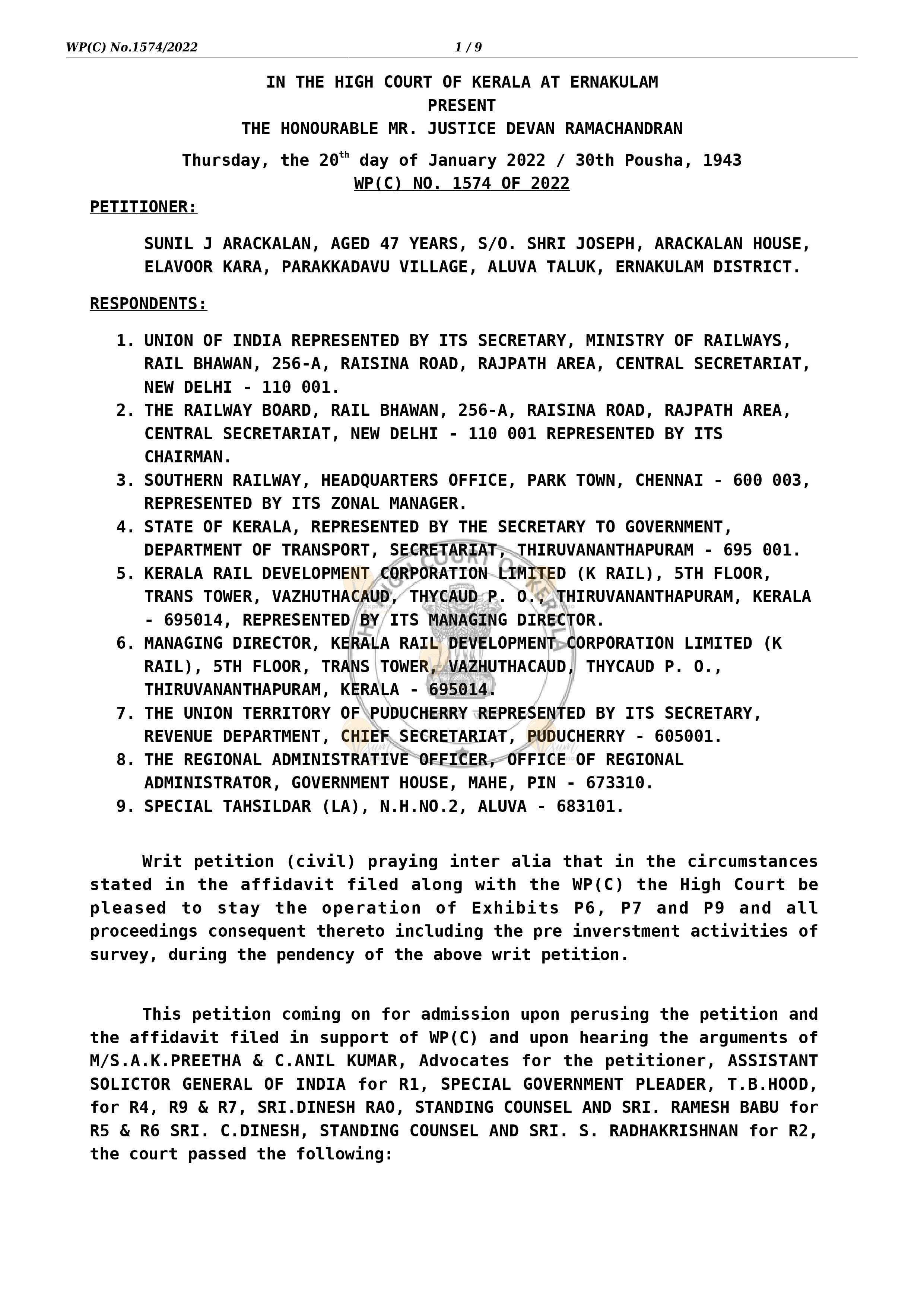 K Rail High Court Judgement 20-01-2022 Page 1