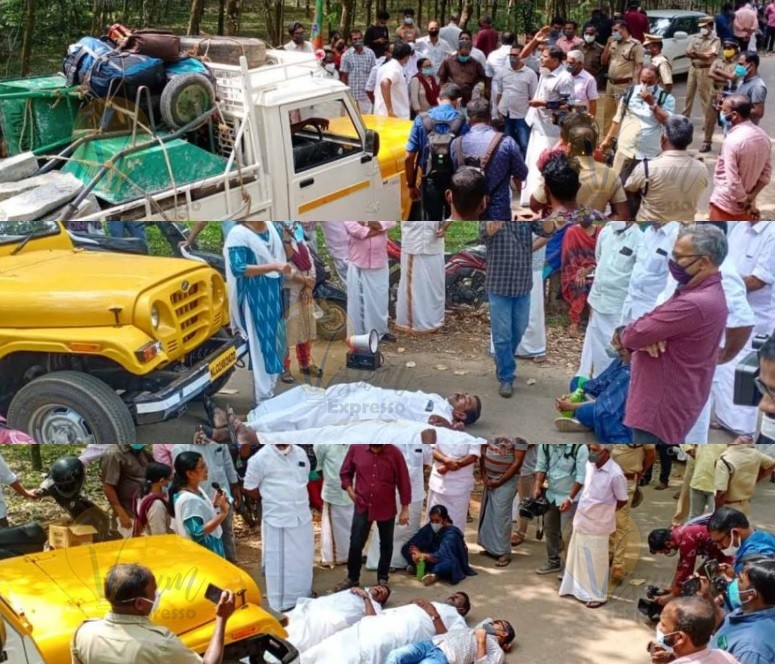 protesters block officials in Kottayam