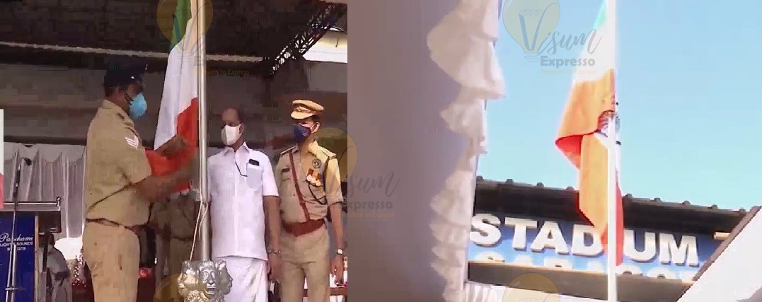 Ahamed Devarkovil hoists national flag upside down on Republic Day in Kasarkod