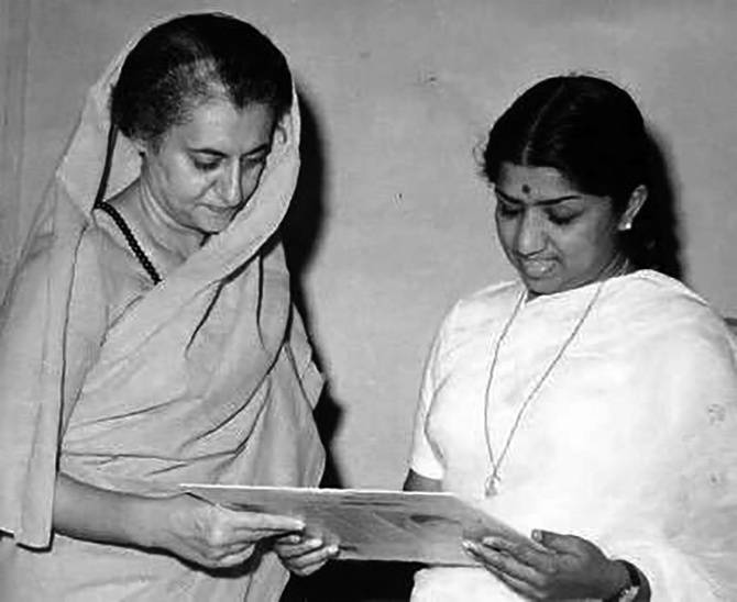 Lata Mangeshkar with Indira Gandhi
