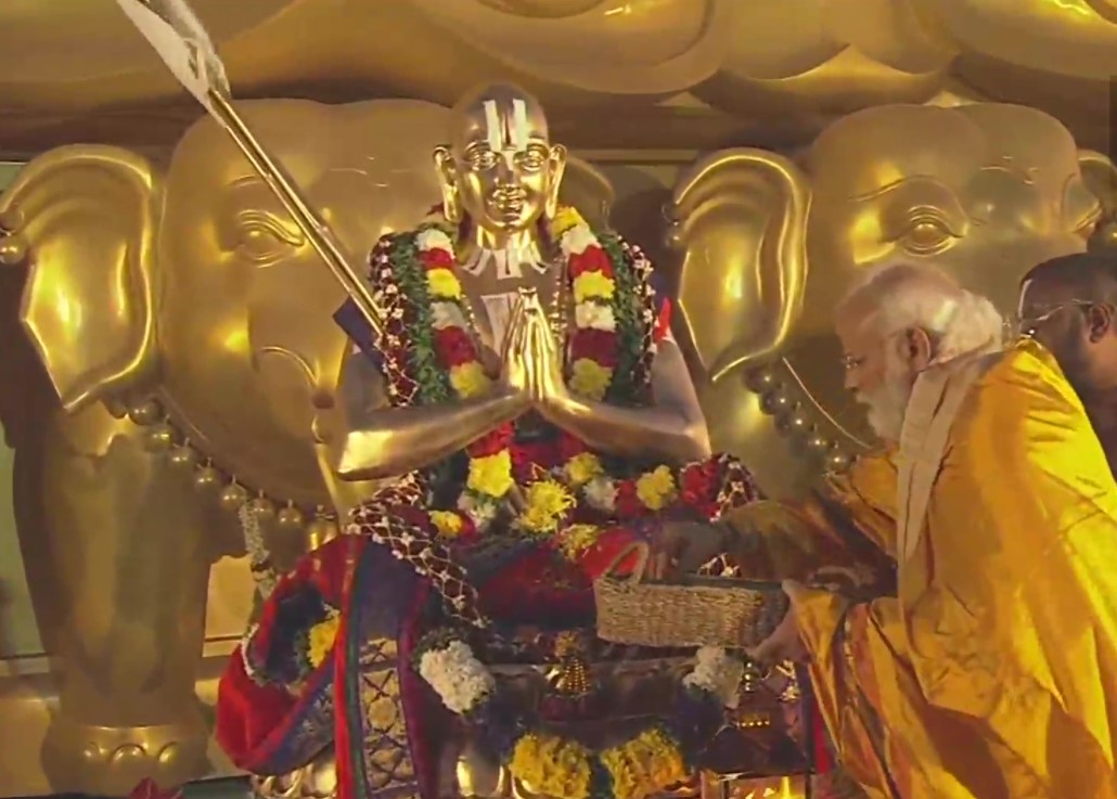 Prime Minister Narendra Modi inaugurates the 216-feet tall Statue of Equality Saint Sri Ramanujacharya