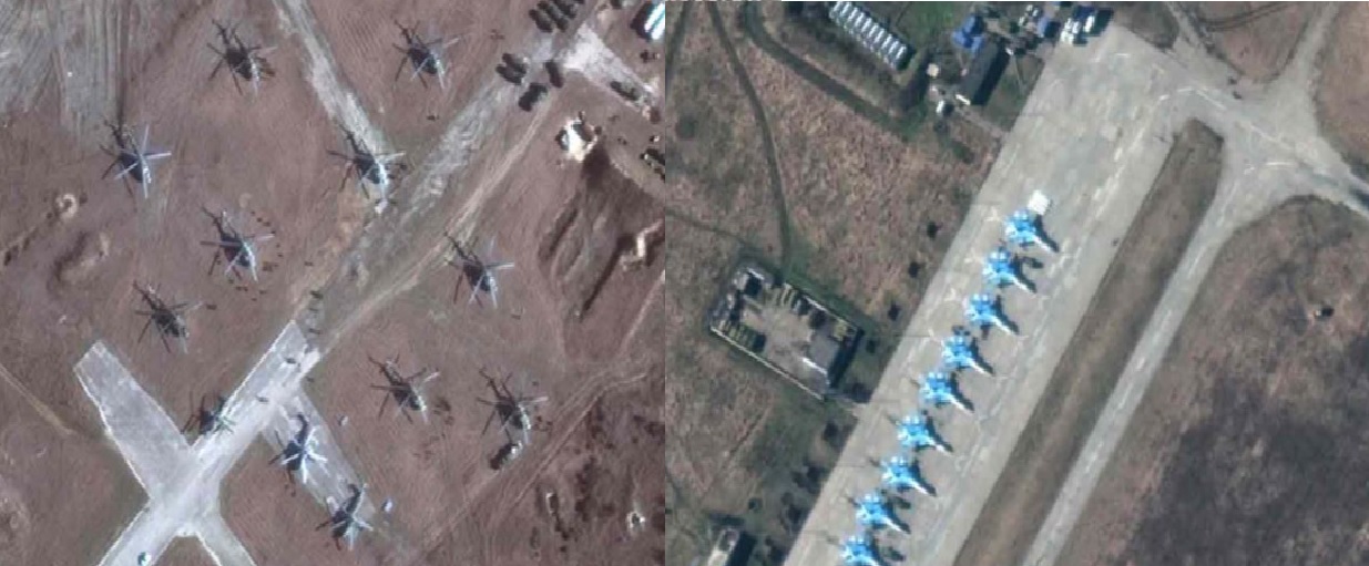 Russian air force near to Ukrain  satellite view