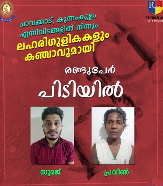 Two arrested for possession of psychiatric pills and With cannabis in thrissur 