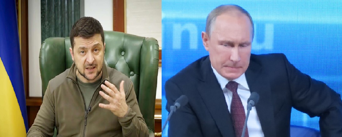 Ukraine President Volodymyr Zelensky , Russin  President Vladimir Putin
