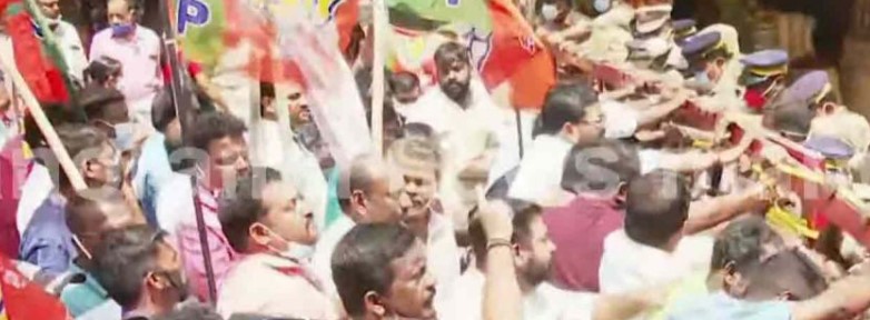 BJP protest against remarks of Minister Saji Cheriyan