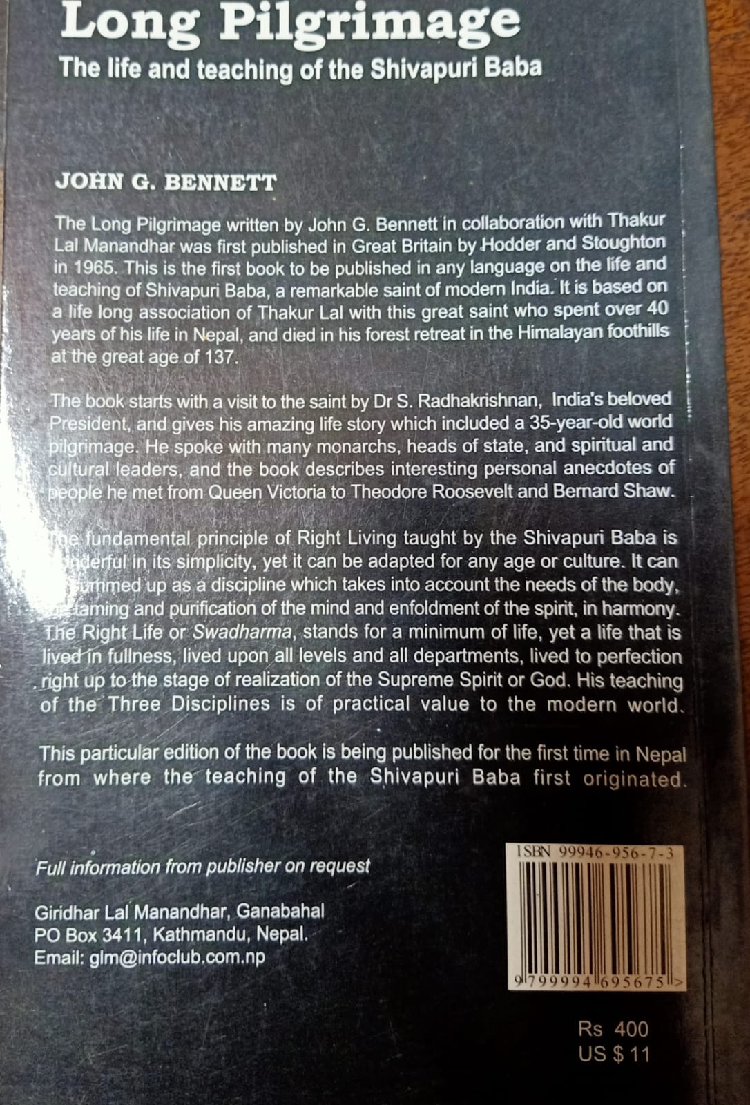 Long Pilgrimage about Shivapuri Baba By Jhon G Bennett