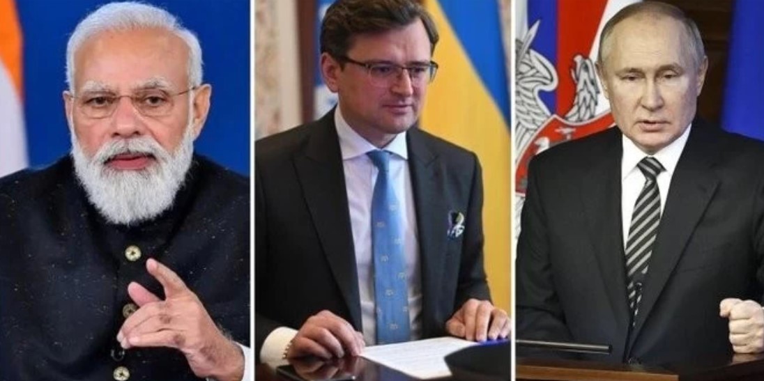 Narendra Modi , Ukraine foreign minister  Dmytro Ivanovych Kuleba , vladimir putin