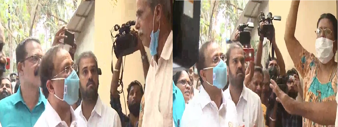 CPM Ward Councilor's mother slogans supporting silverline project when Central Minister V. Muraleedharan reaches home