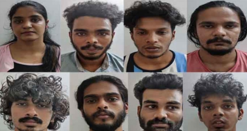 Massive drug bust at Kochi Info Park police station area including one women 8 arrested