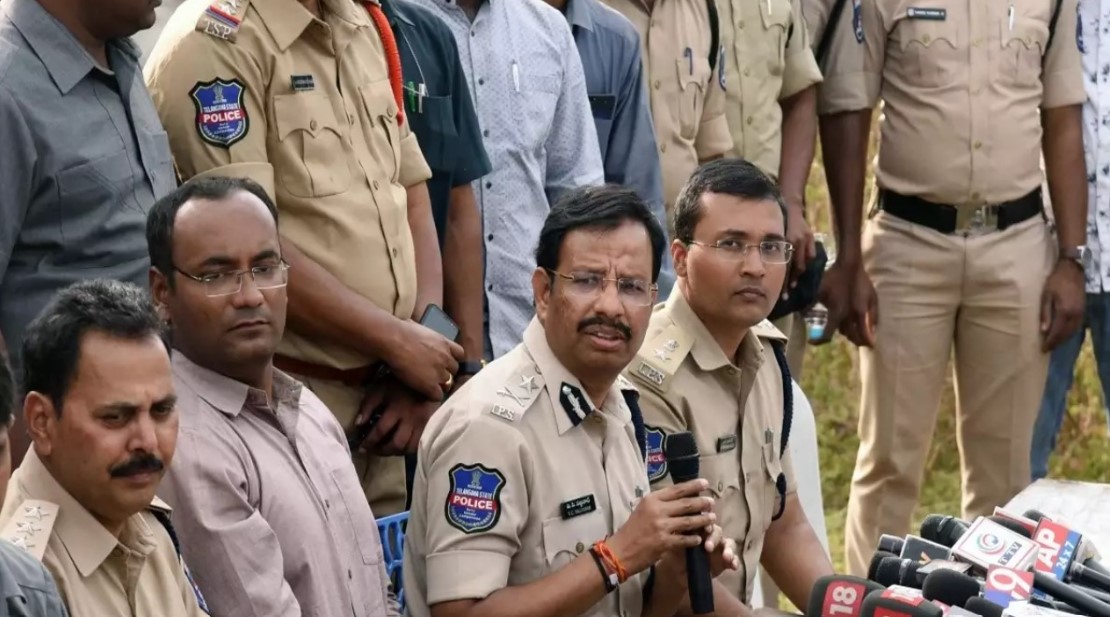 Sajjanar in front of  Press Meet