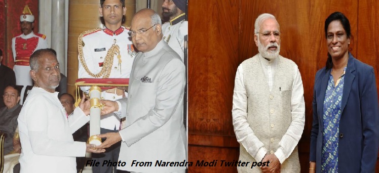 Ilaiyaraaja With President Ram Nath Kovind and PT Usha  With Narendra Modi
