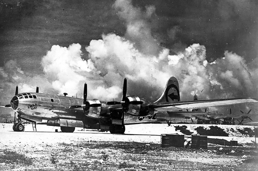 The B-29 Superfortress Enola Gay on the island of Tinian used for Hiroshima Nuclear bombing .
