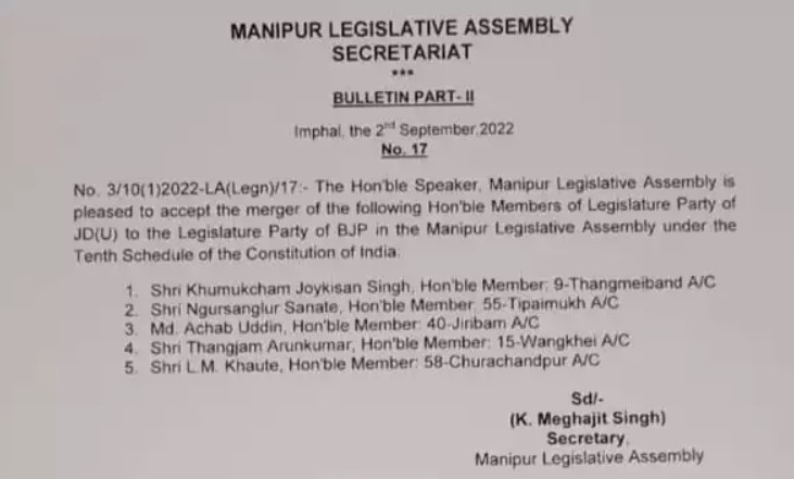 Manipur JDU merged with BJP